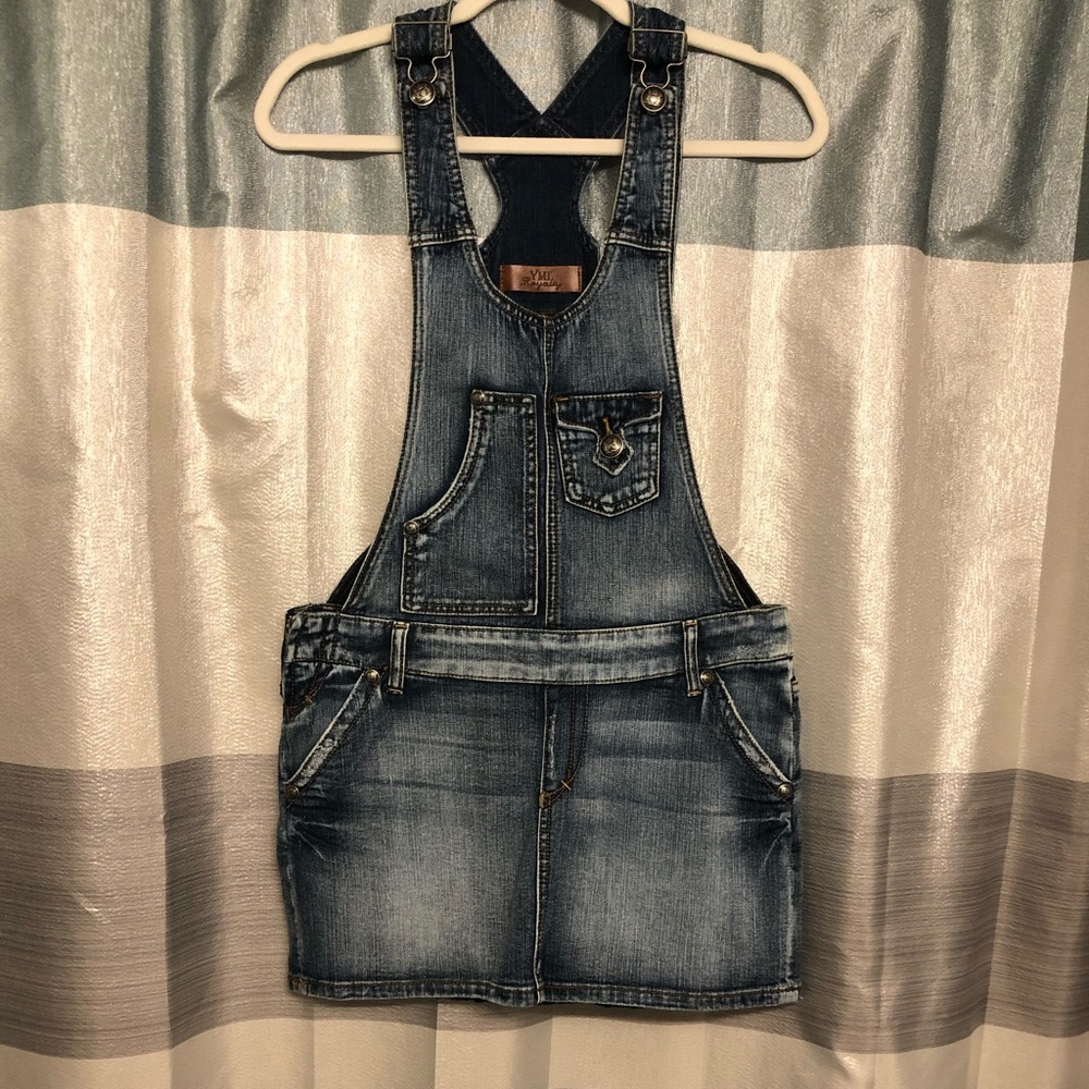 Denim overall skirt